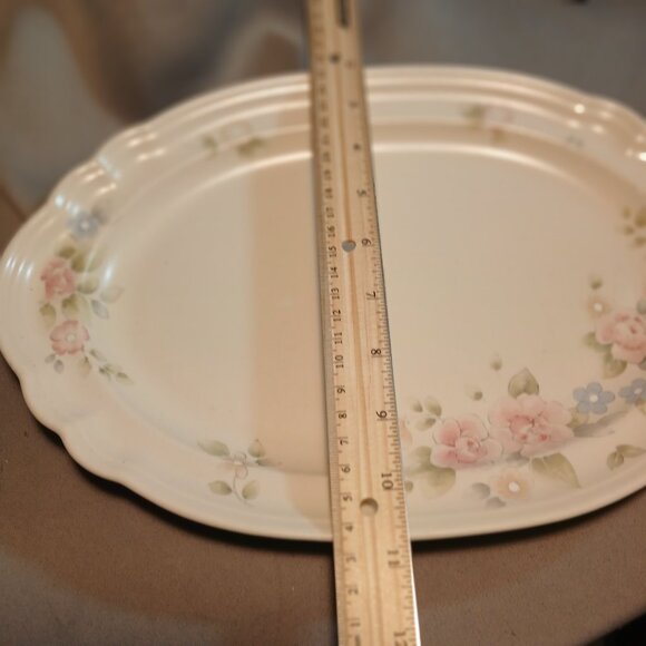 Pfaltzgraff Tea Rose Platter 12 3/4" x 8 3/4" Vintage Stoneware Floral - Picture 8 of 9